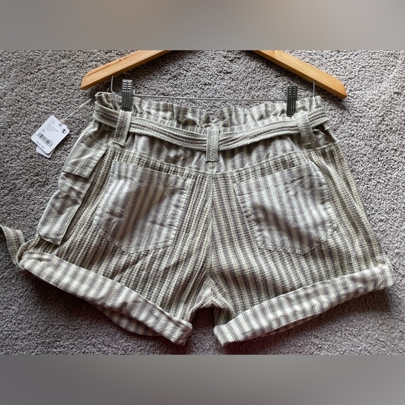 NWT Free People One Harriet Striped Shorts, In Mint Chip Combo Size XS, Linen - Picture 8 of 9